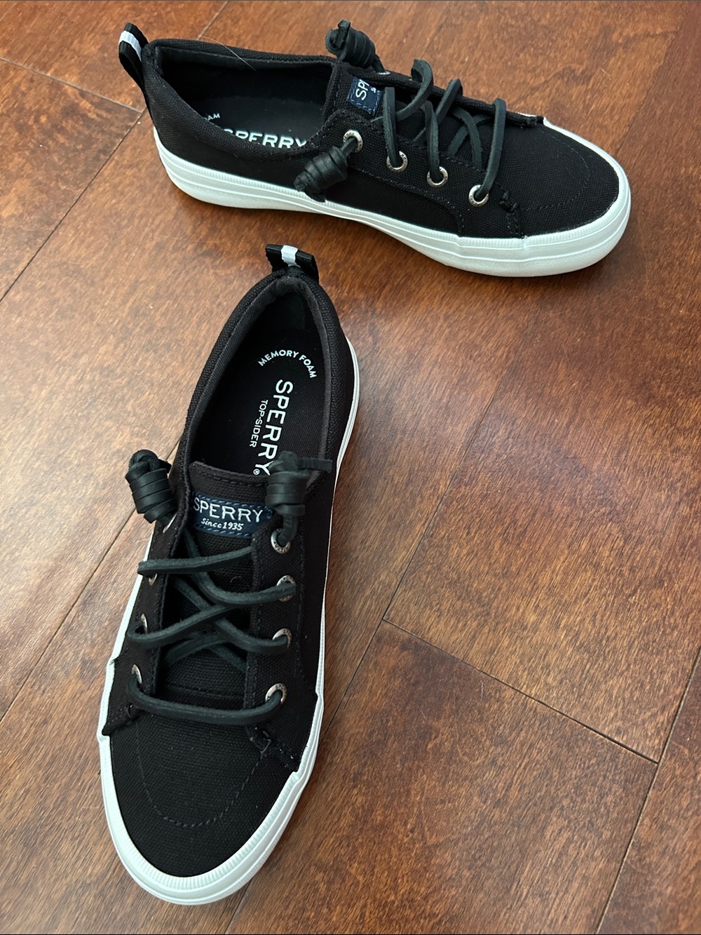Sperry Women's Crest Vibe in Linen Black Lace-Up Sneakers, Size 5, NWT